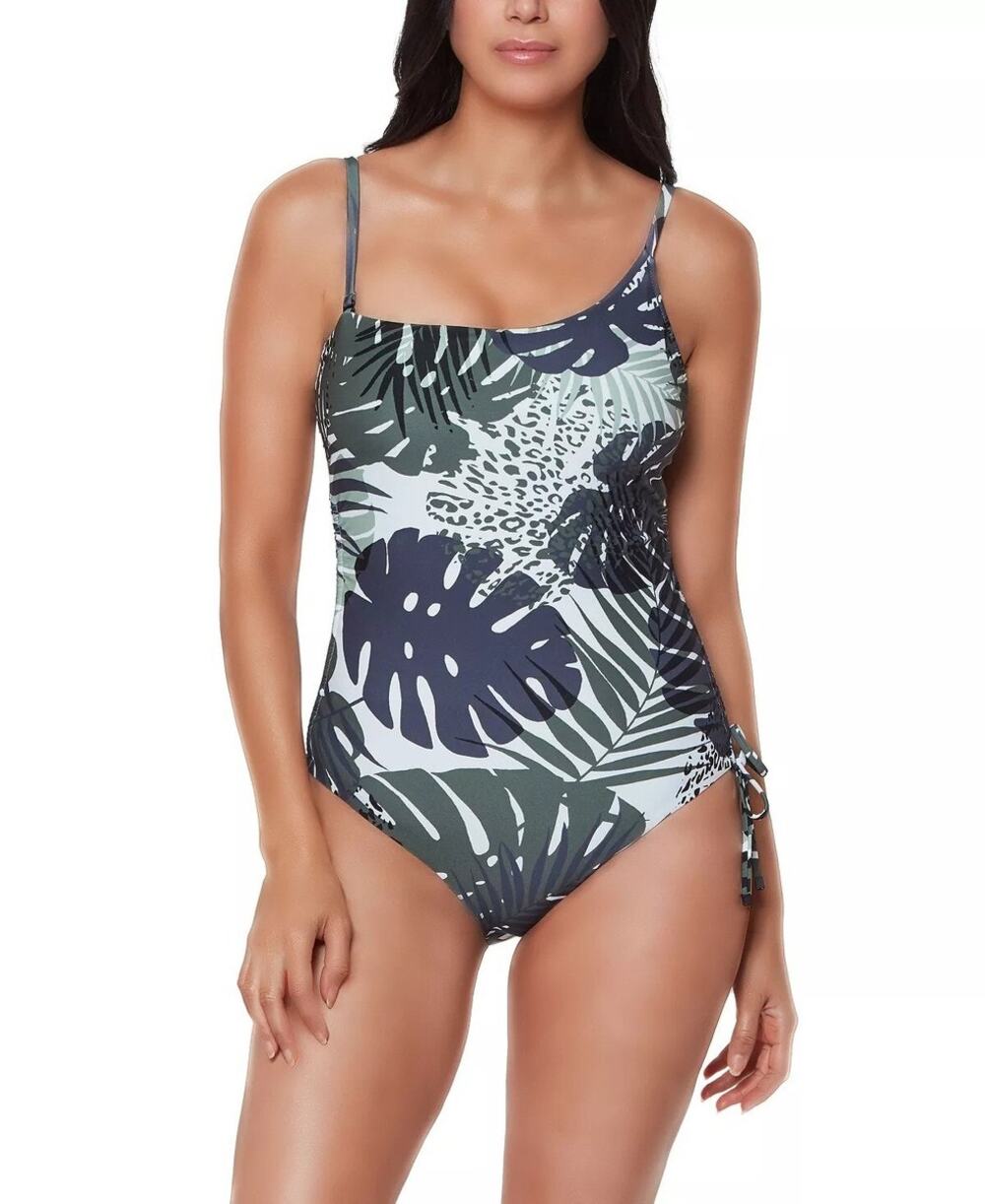 NEW Bar III Moody Tropics One Piece Swimsuit Green Tropical Leaf Size S